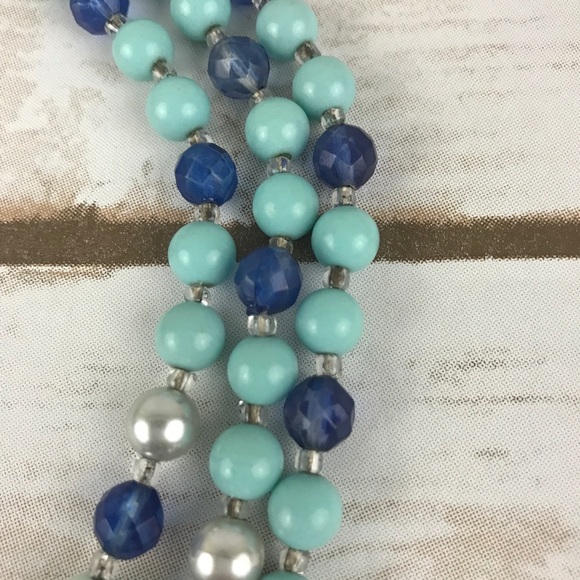 Blue Beaded Multi Strand Necklace - Picture 2 of 3